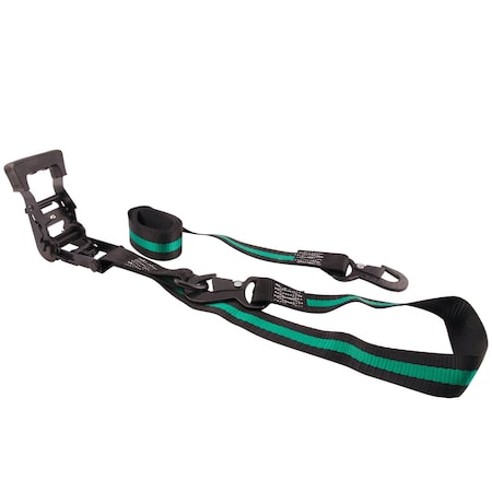 Erickson 1.5"X8Ft 3000 lb Rat w/built in Soft Tie w/ Blk Flat Hks, Blk Ratchet 05716